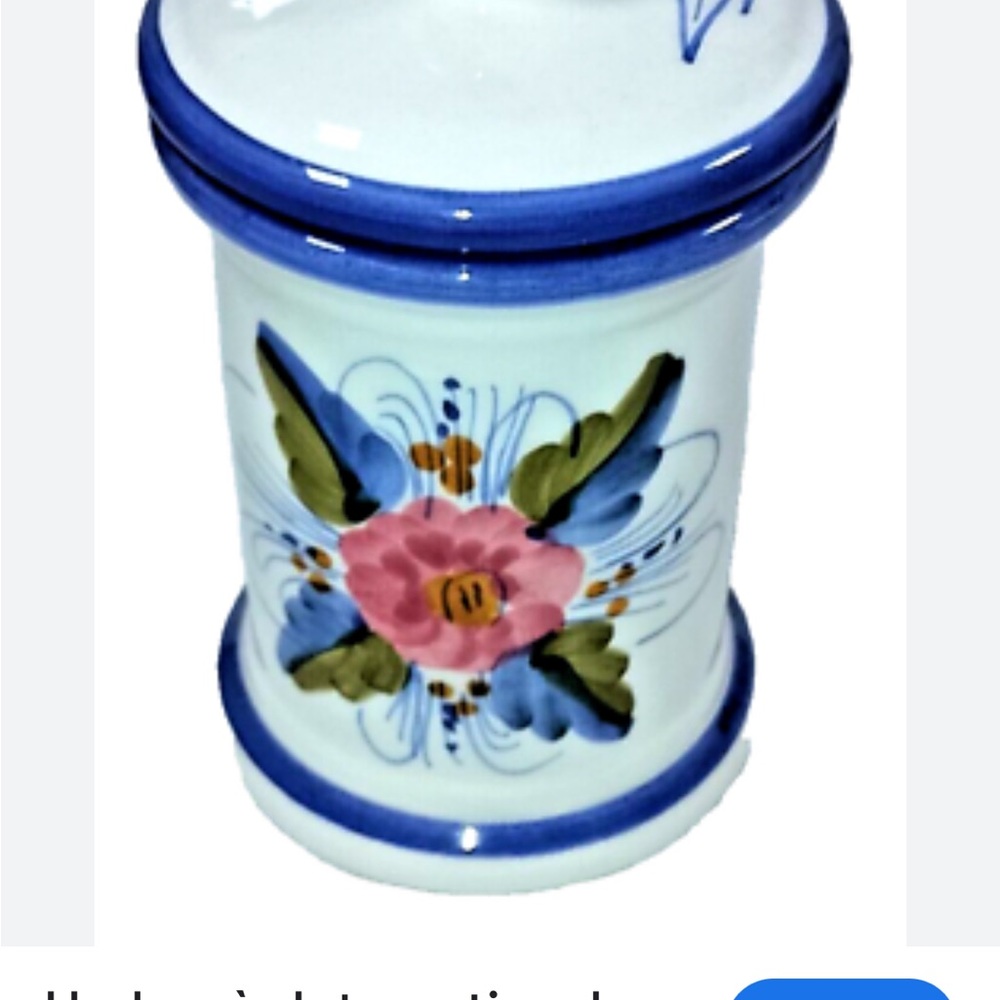 Hand-Painted Floral Ceramic Jar